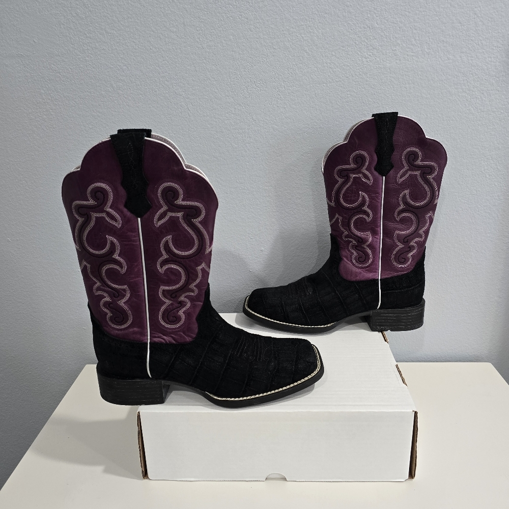 Ariat Black and Purple Heeled Boots